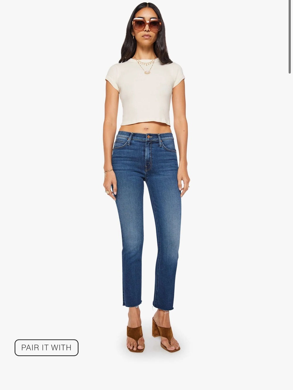 Mother Mid Rise Dazzler Ankle Fray